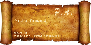 Pethő Armand névjegykártya